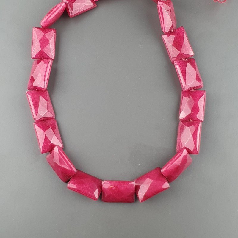 Giada Rubino in Perline Forma Rettangolare Piatto Sfaccettato Foro Passante 13x18mm