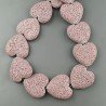 Pietra Lavica Viola Perline Forma Cuore Piatto Liscio Foro Passante 27mm