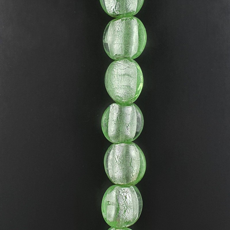 Perline in Vetro Stile Murano Verde Tondo Piatto 18X20mm Liscio Foro Passante