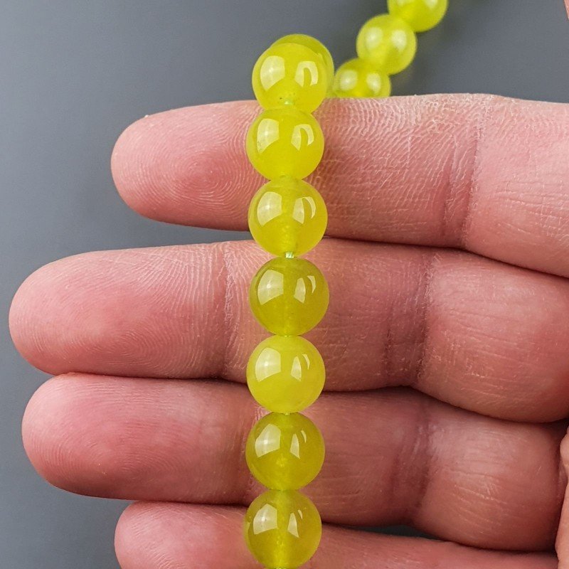 Giada Coreana Verde Limone Perline Forma Tondo Liscio 10mm