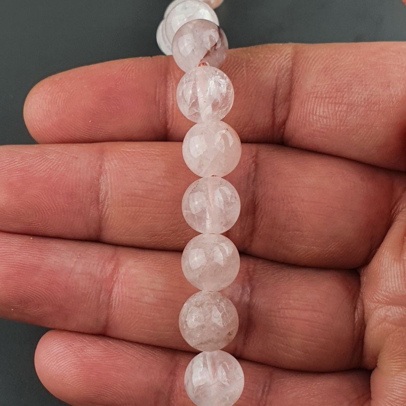 Quarzo Rutilato Rosso in Perline Forma Tondo Liscio Foro Passante 10mm