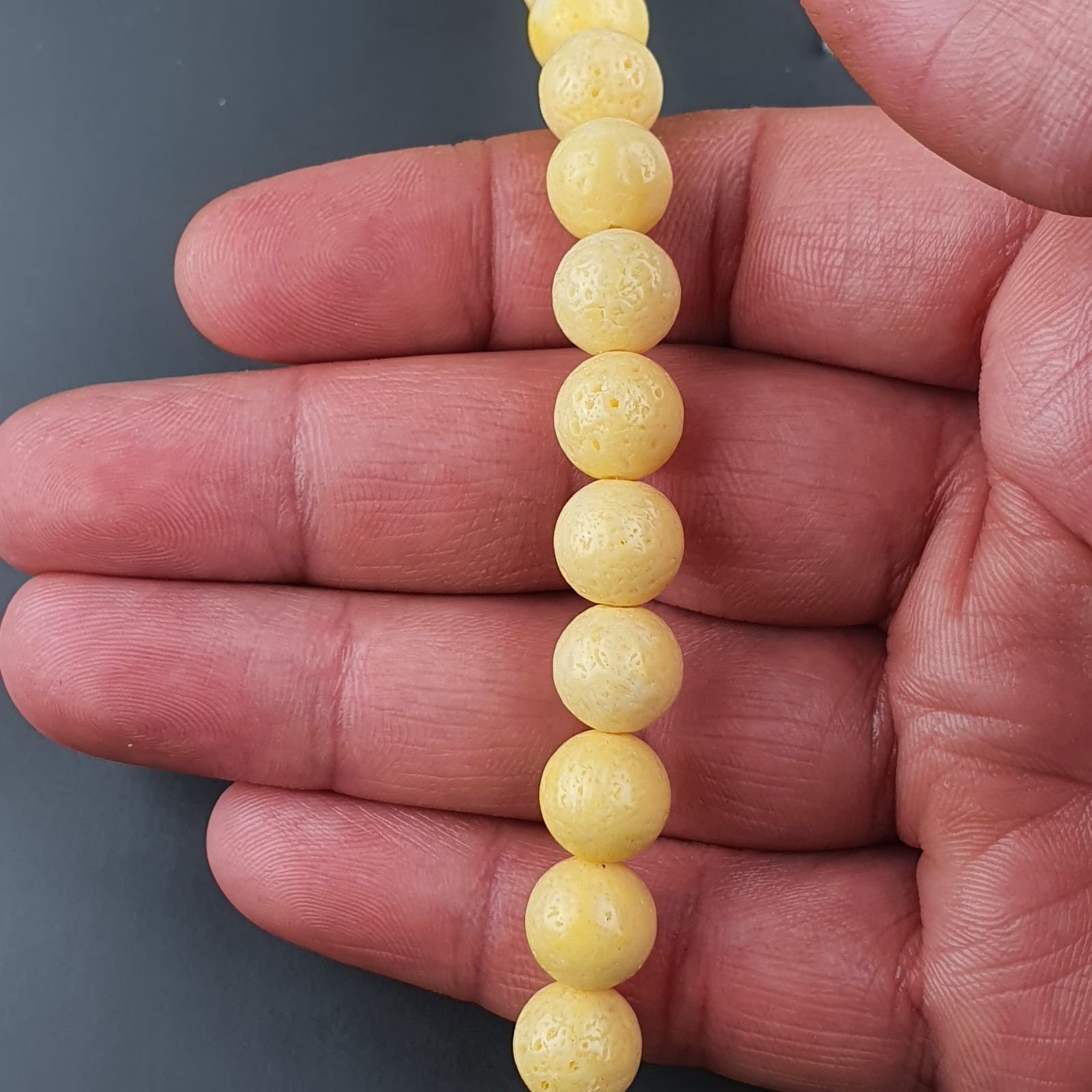 Corallo Bamboo Spugna Gialla Perline Forma Tondo Liscio 10mm