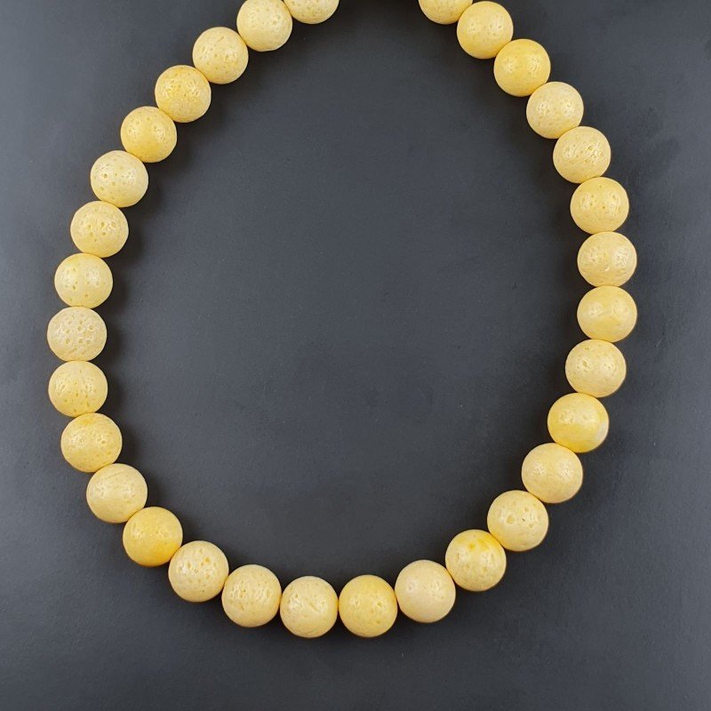 Corallo Bamboo Spugna Gialla Perline Forma Tondo Liscio 10mm Corallo Bamboo Spugna Gialla Perline Forma Tondo Liscio 10mm