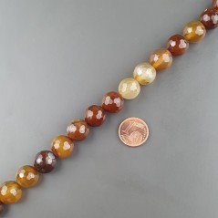 Agata Brasiliana Marrone Perline Forma Tondo Sfaccettato 12mm