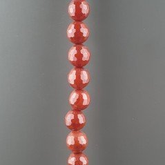 Corniola Rossa Perline Forma Tondo Sfaccettato 12mm