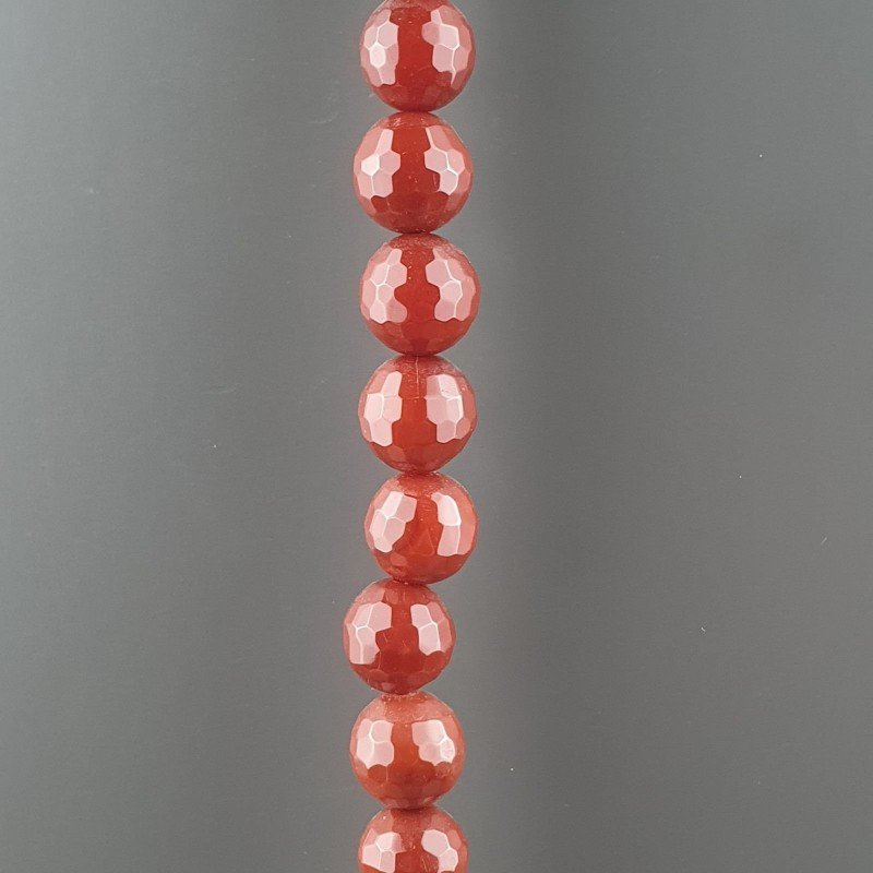 Corniola Rossa Perline Forma Tondo Sfaccettato 12mm