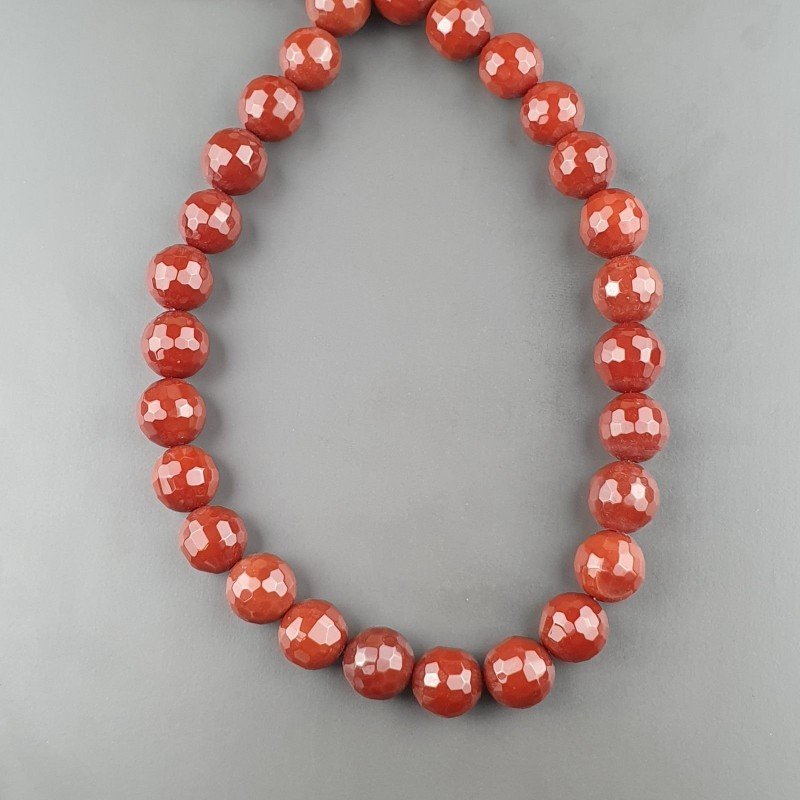 Corniola Rossa Perline Forma Tondo Sfaccettato 12mm