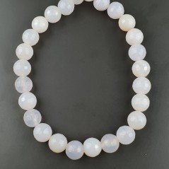 Agata Bianca Trasparente Perline Forma Tondo Sfaccettato 12mm