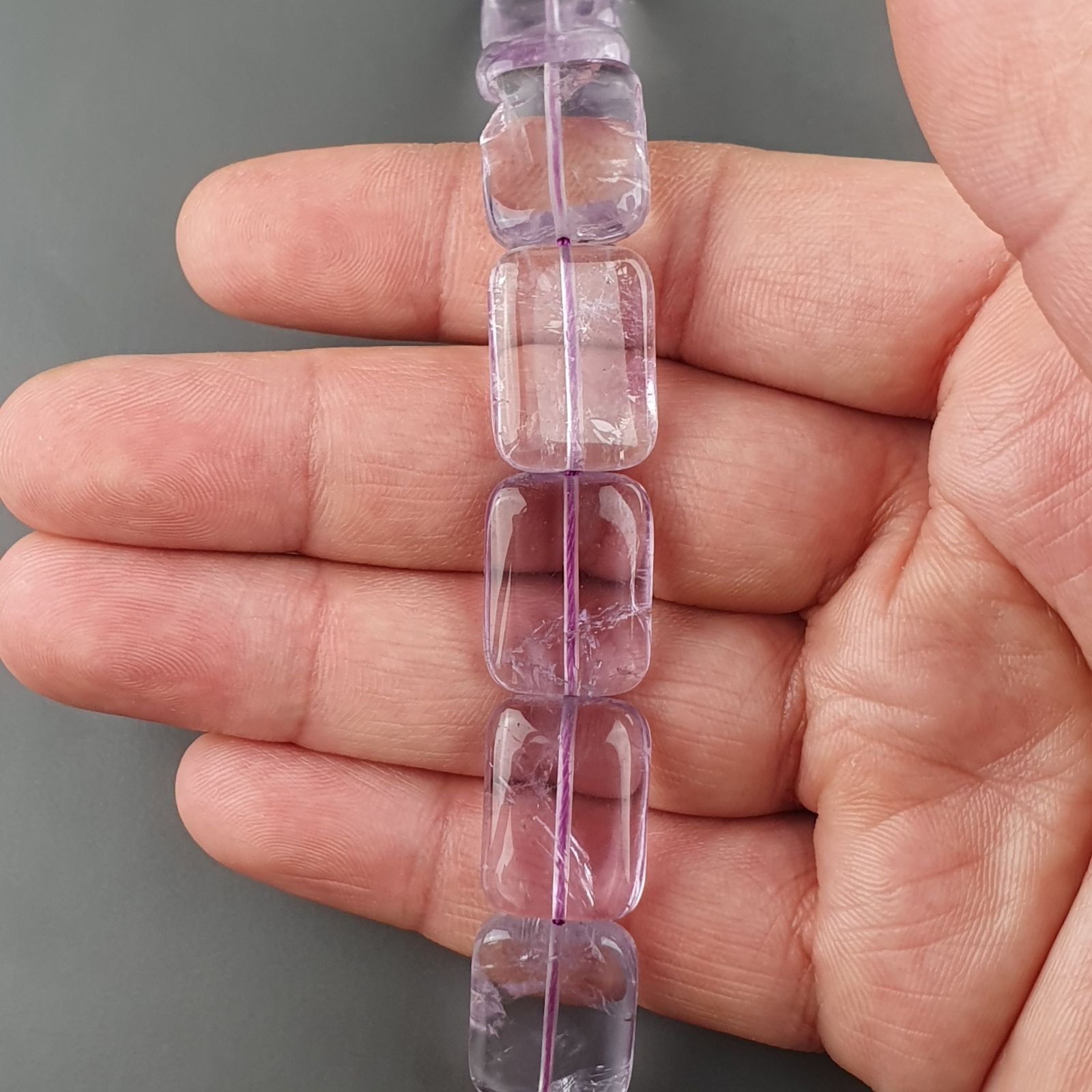 Ametista Naturale in Perline Forma Rettangolare Piatto Liscio Foro Passante 15x20mm