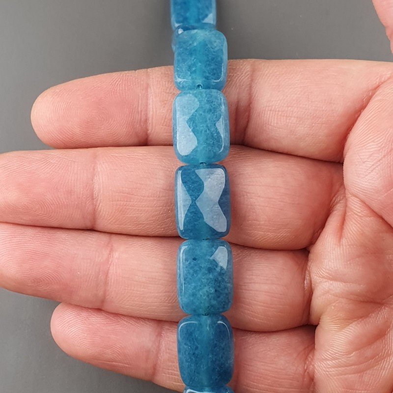 Angelite Naturale in Perline Forma Rettangolare Piatto Sfaccettato Foro Passante 12X16mm