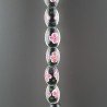 Perline in Vetro Stile Murano Fiori Disegno Forma Barilotto Liscio Foro Passante Nero 12X15mm