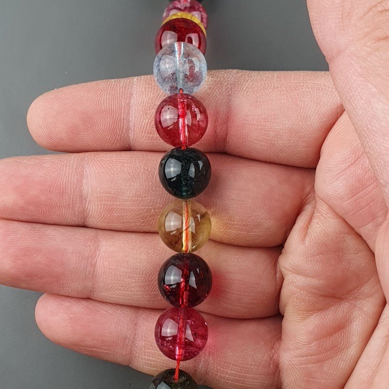 Cristallo Di Rocca Multicolore Perline Forma Tondo Liscio 12mm