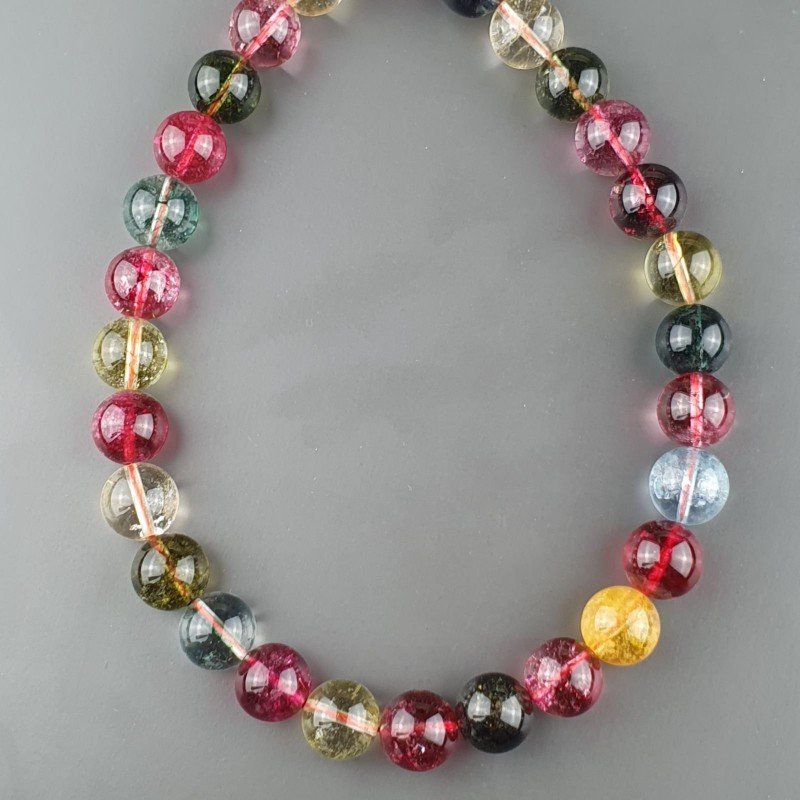 Cristallo Di Rocca Multicolore Perline Forma Tondo Liscio 12mm