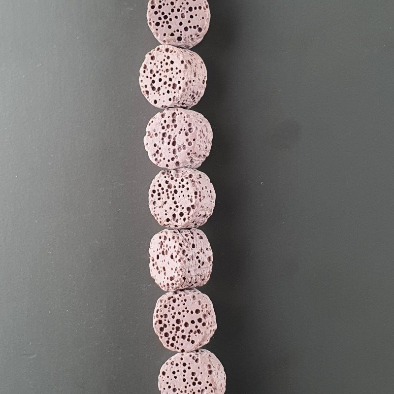 Pietra Lavica Viola Perline Forma Tondo Piatto Liscio 12mm