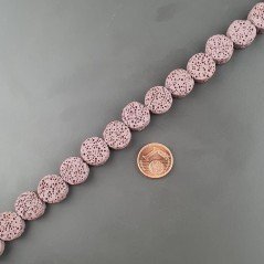 Pietra Lavica Viola Perline Forma Tondo Piatto Liscio 12mm