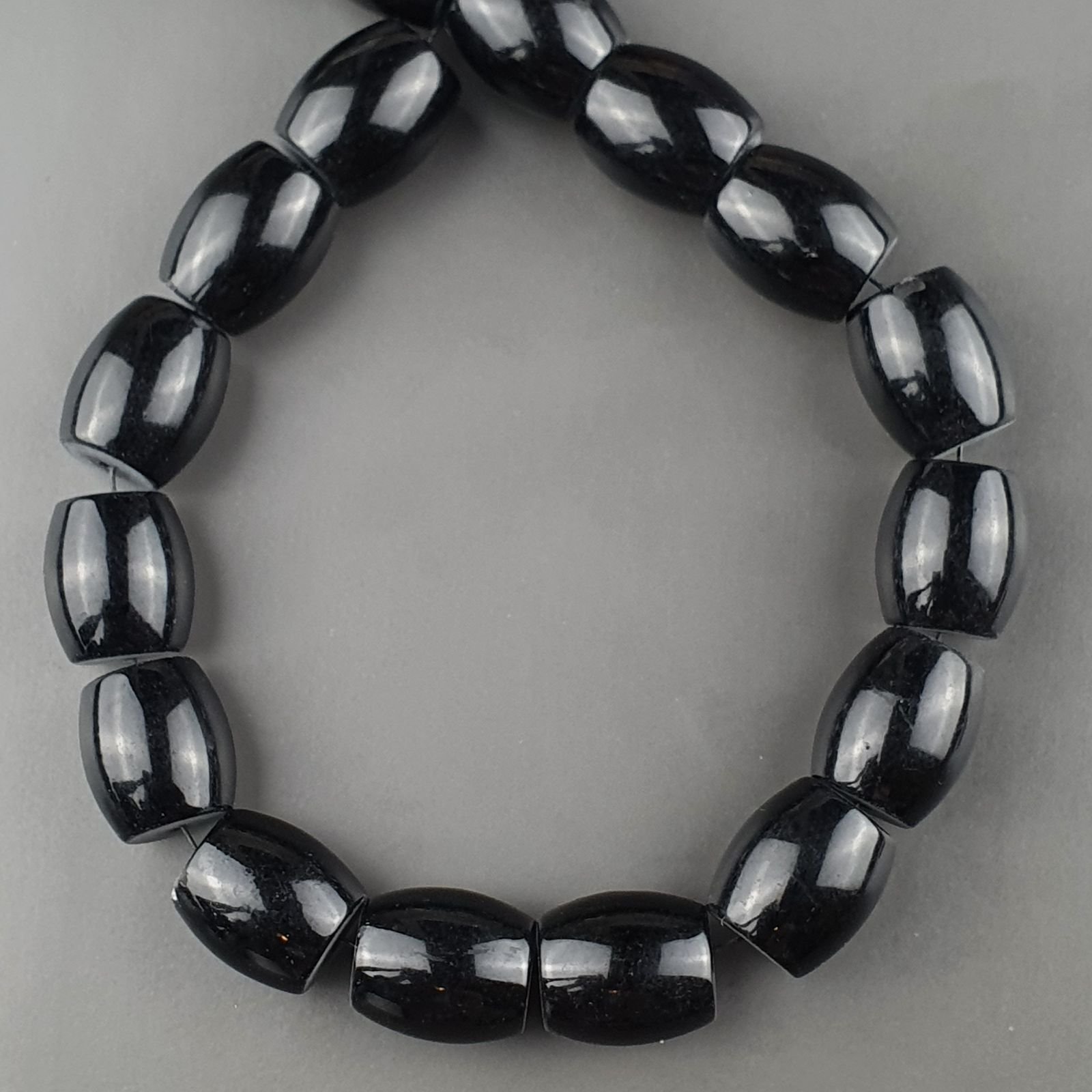 Onice Nera Perline Forma Barilotto Liscio 12X15mm