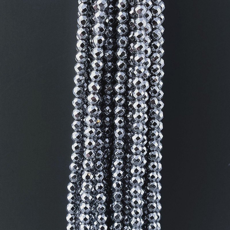 Ematite Argento Perline Forma Tondo Sfaccettato 03mm