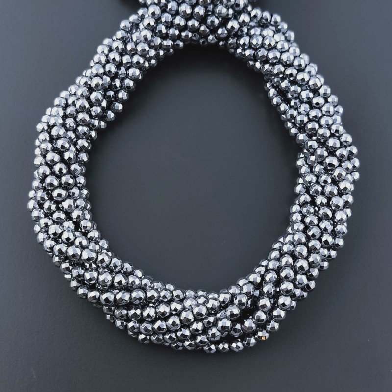 Ematite Argento Perline Forma Tondo Sfaccettato 03mm
