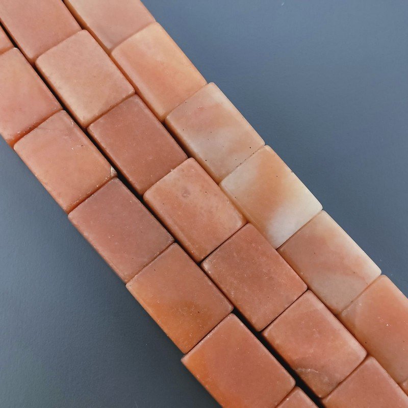 Avventurina Arancio Naturale in Perline Forma Rettangolare Piatto Liscio Foro Passante 15X20mm