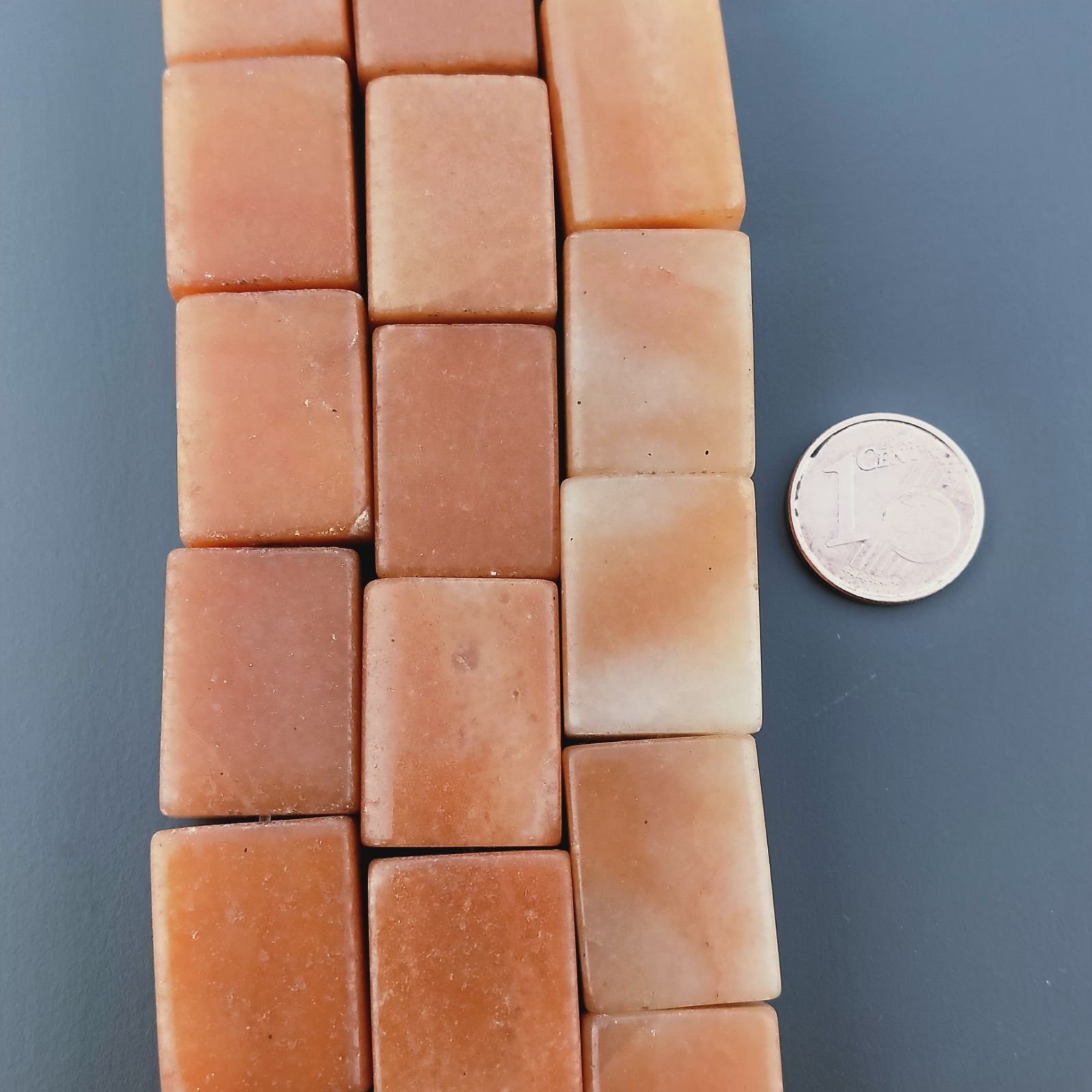 Avventurina Arancio Naturale in Perline Forma Rettangolare Piatto Liscio Foro Passante 15X20mm