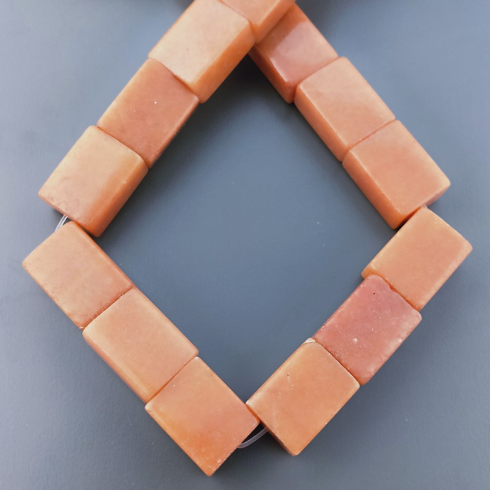 Avventurina Arancio Naturale in Perline Forma Rettangolare Piatto Liscio Foro Passante 15X20mm