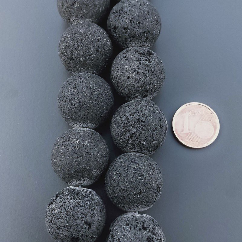 Pietra Lavica Perline Forma Tondo Liscio 18mm