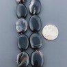 Onice Nera Naturale in Perline Forma Ovale Piatto Liscio Foro Passante 13X18mm