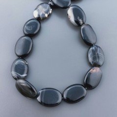Onice Nera Naturale in Perline Forma Ovale Piatto Liscio Foro Passante 13X18mm