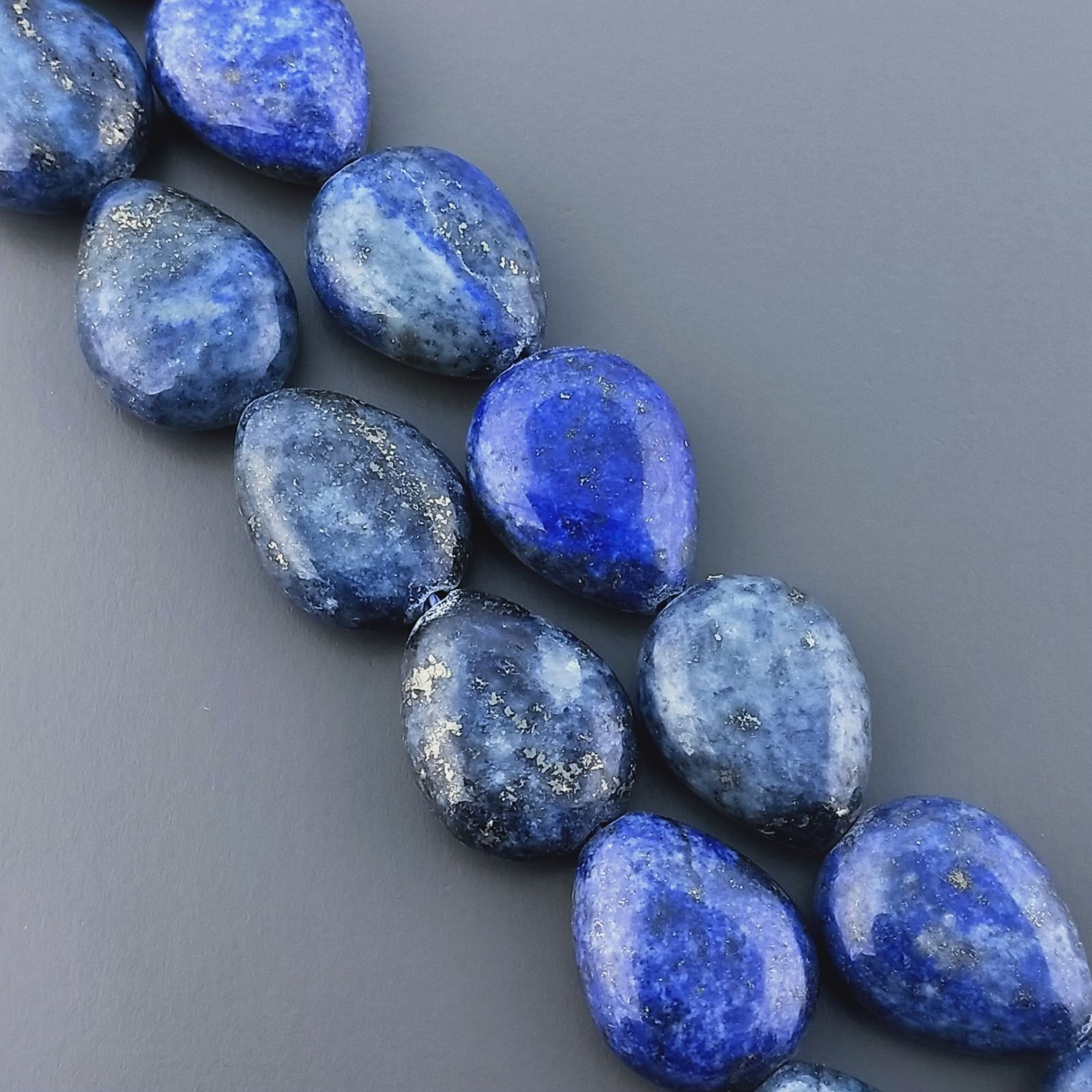 Lapis Lazuli Naturale Perline Forma Goccia Piatto Liscio Foro Passante 13x18mm