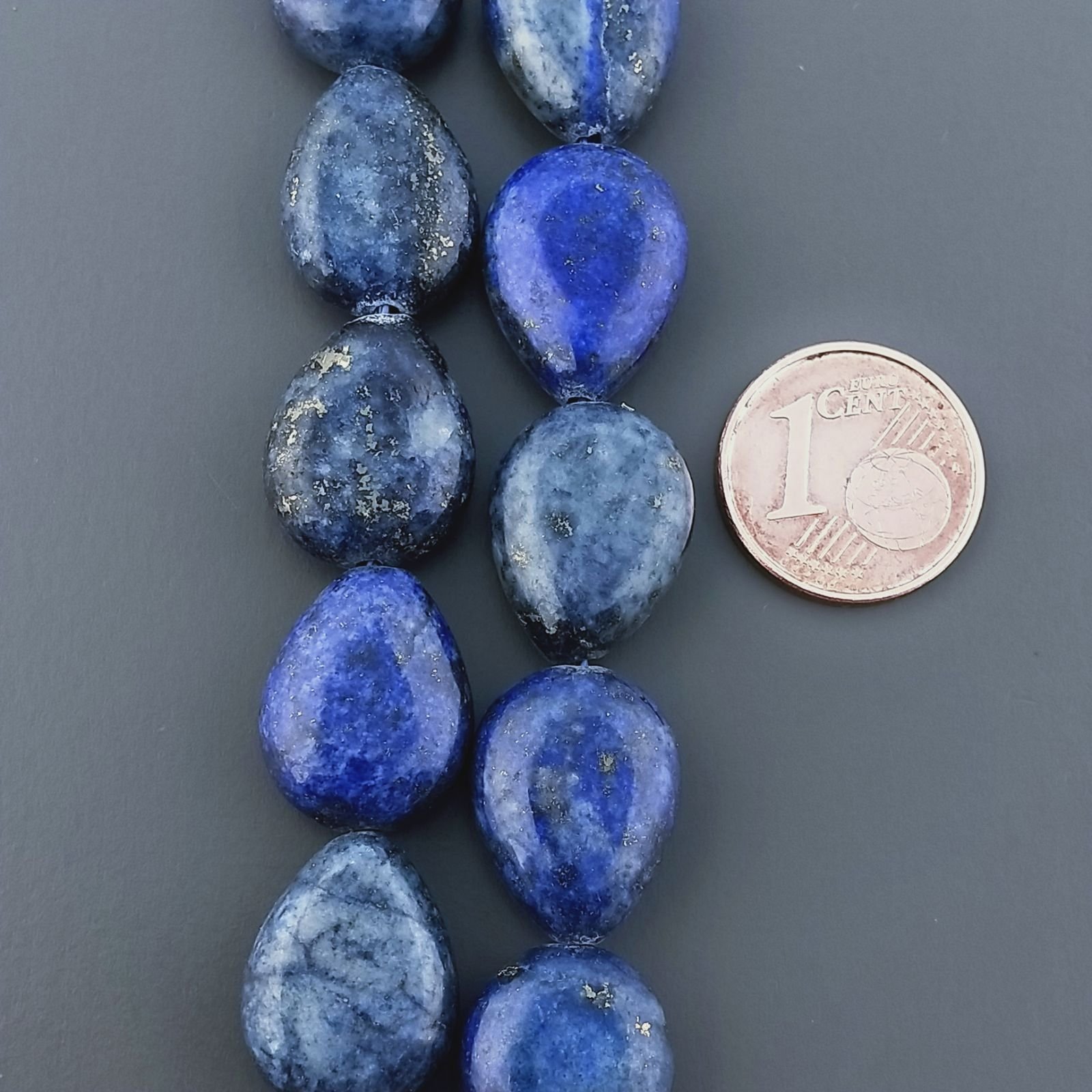 Lapis Lazuli Naturale Perline Forma Goccia Piatto Liscio Foro Passante 13x18mm