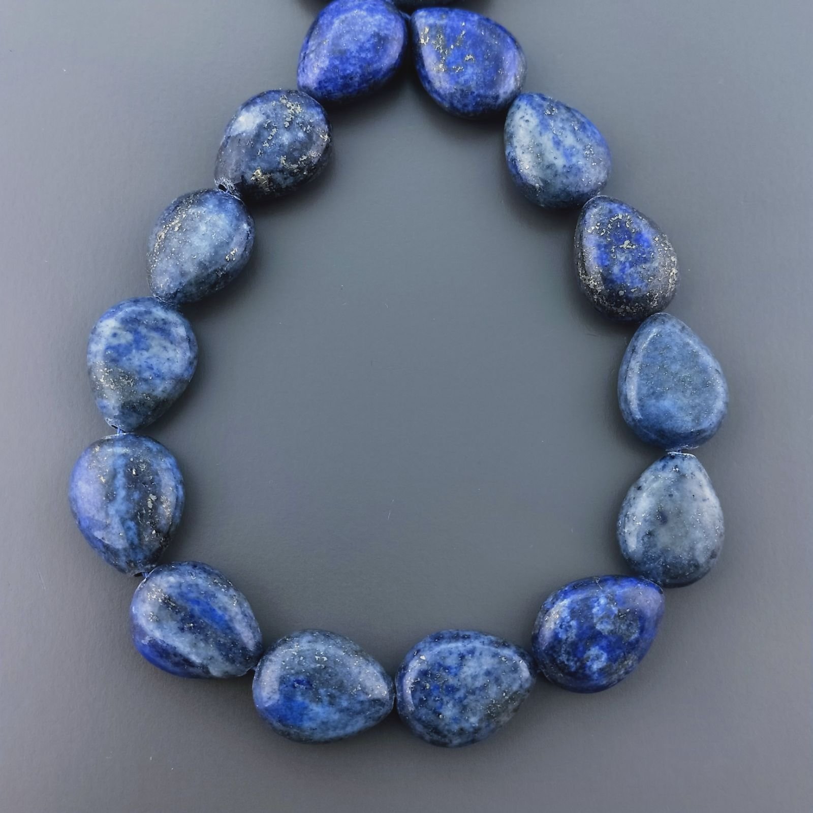 Lapis Lazuli Naturale Perline Forma Goccia Piatto Liscio Foro Passante 13x18mm