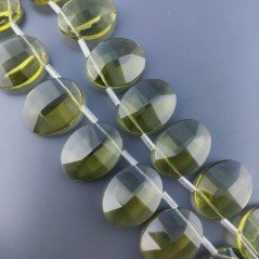 Cristallo Giallo Verde in Perline Forma Ovale Piatto Sfaccettato Foro Laterale 22X28mm