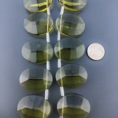 Cristallo Giallo Verde in Perline Forma Ovale Piatto Sfaccettato Foro Laterale 22X28mm