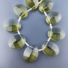Cristallo Giallo Verde in Perline Forma Ovale Piatto Sfaccettato Foro Laterale 22X28mm
