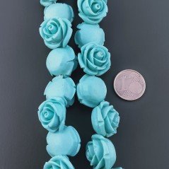 Resina Perline Celesti Forma Rosa Inciso Liscio Foro Passante 16mm