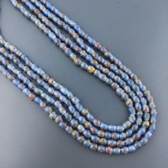 Perline in Vetro Stile Murano Blu Lavorato Forma Ovale Liscio Foro Passante