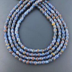 Perline in Vetro Stile Murano Blu Lavorato Forma Ovale Liscio Foro Passante