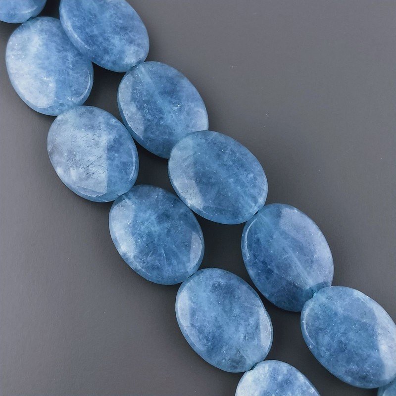 Angelite in Perline Forma Ovale Piatto Sfaccettato Foro Passante 15X20mm