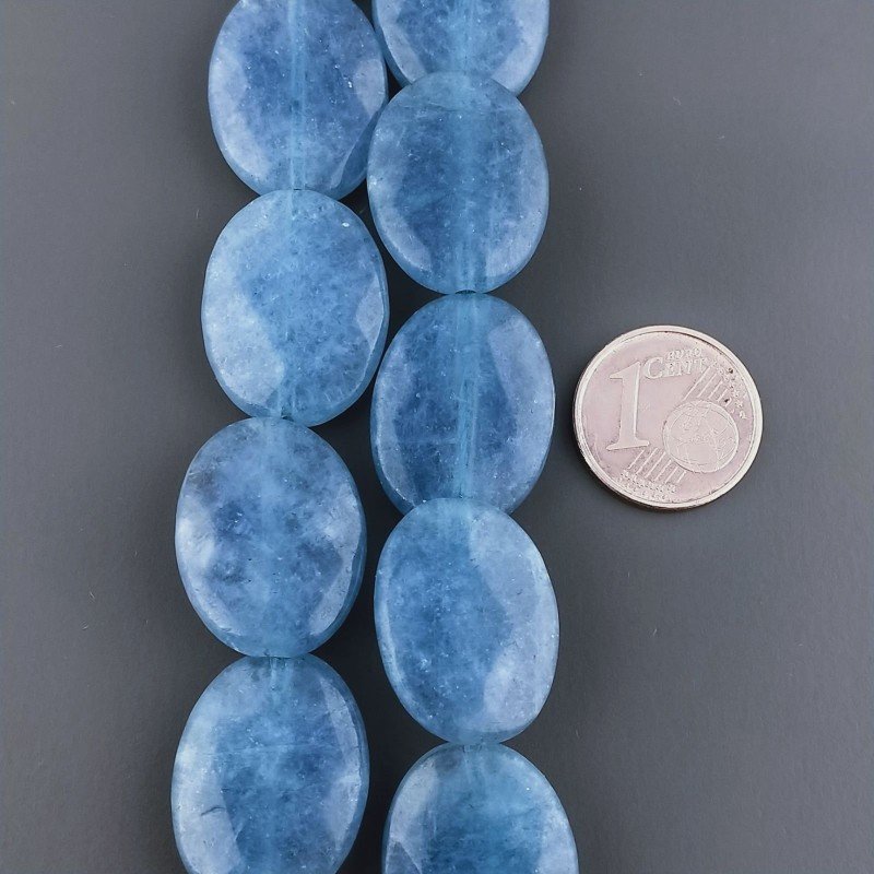 Angelite in Perline Forma Ovale Piatto Sfaccettato Foro Passante 15X20mm