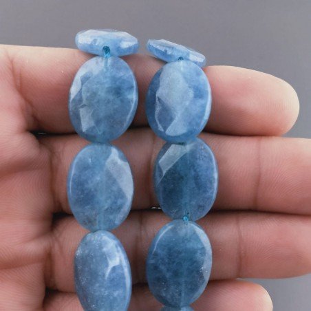 Angelite in Perline Forma Ovale Piatto Sfaccettato Foro Passante 15X20mm