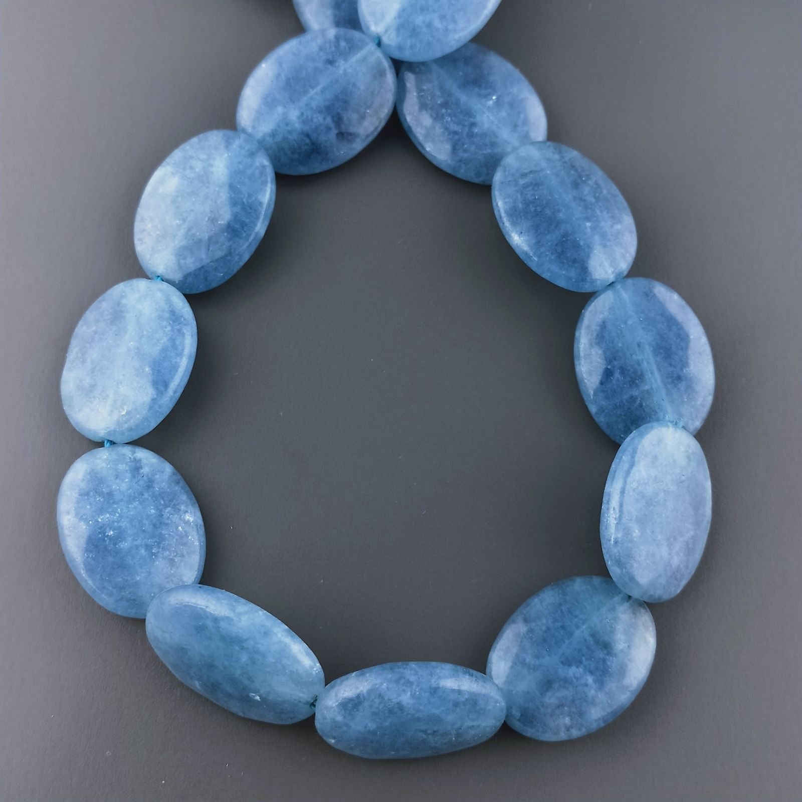 Angelite in Perline Forma Ovale Piatto Sfaccettato Foro Passante 15X20mm