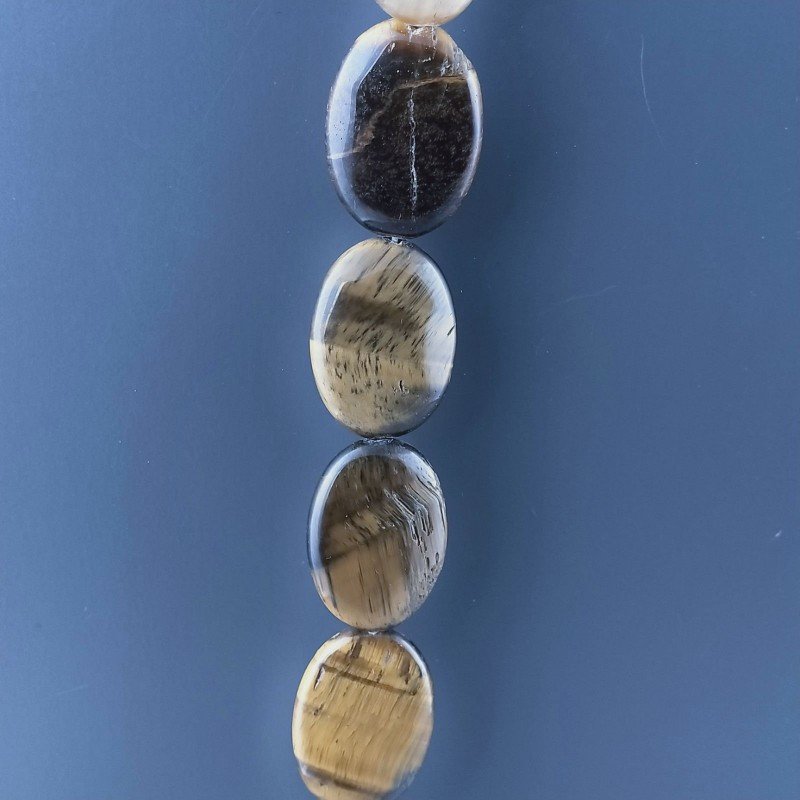 Occhio di Tigre Naturale in Perline Forma Ovale Piatto Liscio Foro Passante 18X25mm