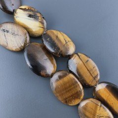 Occhio di Tigre Naturale in Perline Forma Ovale Piatto Liscio Foro Passante 18X25mm