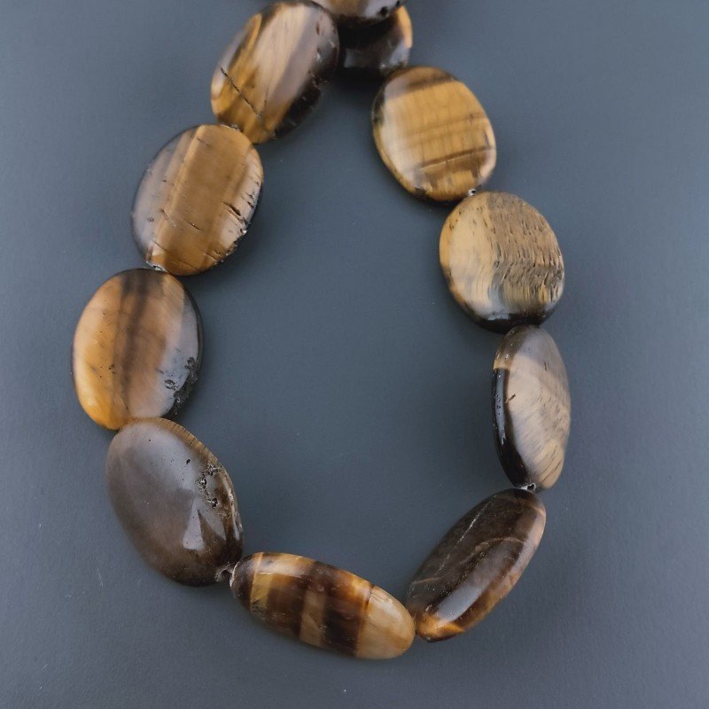 Occhio di Tigre Naturale in Perline Forma Ovale Piatto Liscio Foro Passante 18X25mm