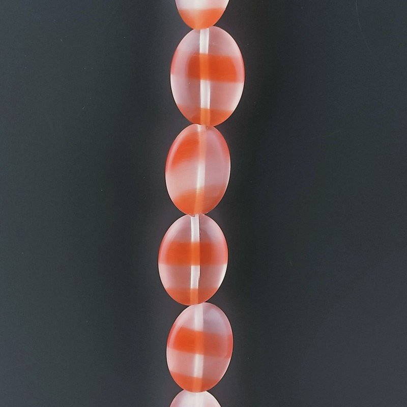 Cristallo Arancio a Strisce in Perline Forma Ovale Piatto Liscio Foro Passante 15X20mm
