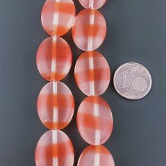 Cristallo Arancio a Strisce in Perline Forma Ovale Piatto Liscio Foro Passante 15X20mm