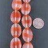 Cristallo Arancio a Strisce in Perline Forma Ovale Piatto Liscio Foro Passante 15X20mm