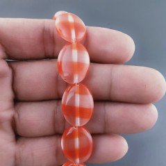 Cristallo Arancio a Strisce in Perline Forma Ovale Piatto Liscio Foro Passante 15X20mm