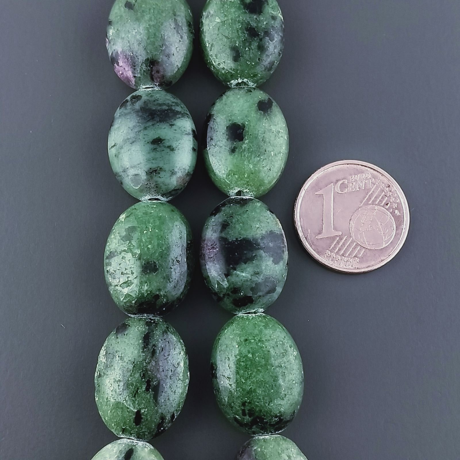 Rubizoisite Naturale in Perline Forma Ovale Piatto Liscio Foro Passante 12X16mm