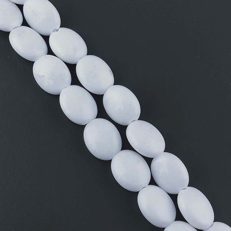 Agata Bianca in Perline Forma Ovale Piatto Liscio Foro Passante 08X10mm